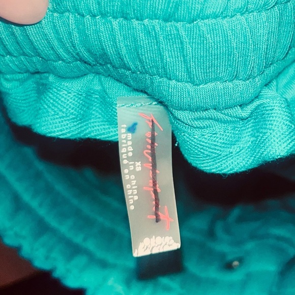 Free people teal textured quilted flip side boho indie core chic pants - Picture 5 of 5